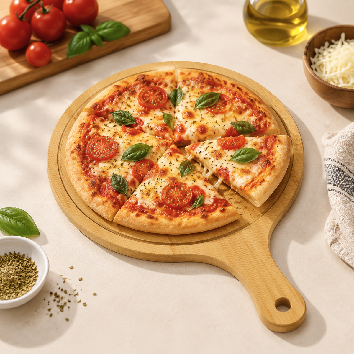 Bamboo Pizza Board & Charcuterie Serving Tray