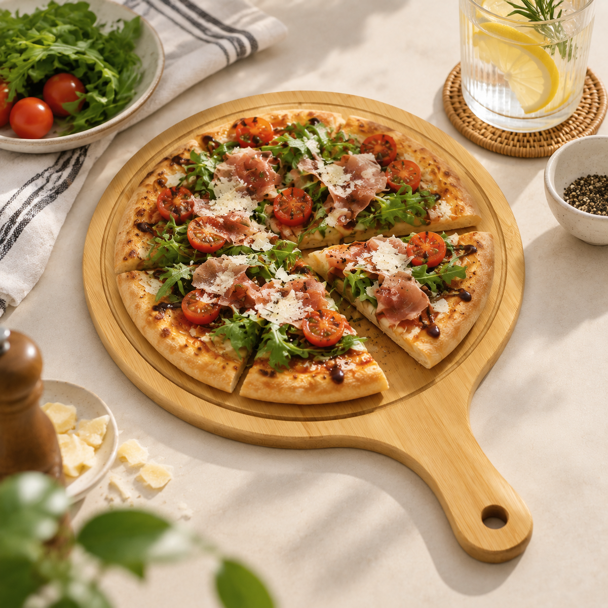 Bamboo Pizza Board & Charcuterie Serving Tray